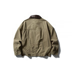 Men's Boxy Canvas Jacket with Leather Collar and Overshirt Silhouette Fashion Glam