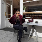 Ladies Short Cropped Faux Fur Jacket with Voluminous Shawl Collar Fashion Glam