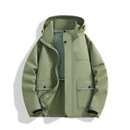 Men's three-layer trekking jacket with welded seams, hood, and multifunction pockets Fashion Glam