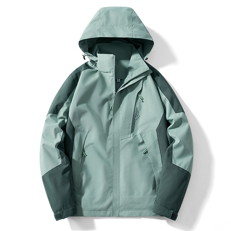 Men's Colorblock Softshell Trekker Jacket with Hood, Concealed Zippers and Side Pockets Fashion Glam