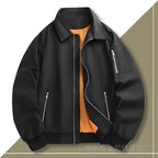Men's Lightweight Twill Bomber with Contrasting Lining, Zipper Pockets, and Arm Pocket Fashion Glam