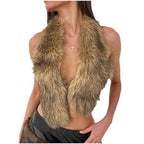 Women's multi-piece luxurious faux fur set with vest, hat, mini skirt, bag and cuffs Fashion Glam