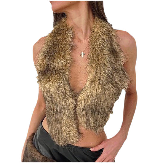 Women's multi-piece luxurious faux fur set with vest, hat, mini skirt, bag and cuffs Fashion Glam