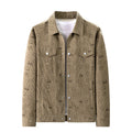 Men's cord jacket made of fine corduroy with allover print, snap button placket and flap pockets Fashion Glam