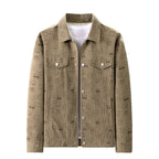 Men's cord jacket made of fine corduroy with allover print, snap button placket and flap pockets Fashion Glam