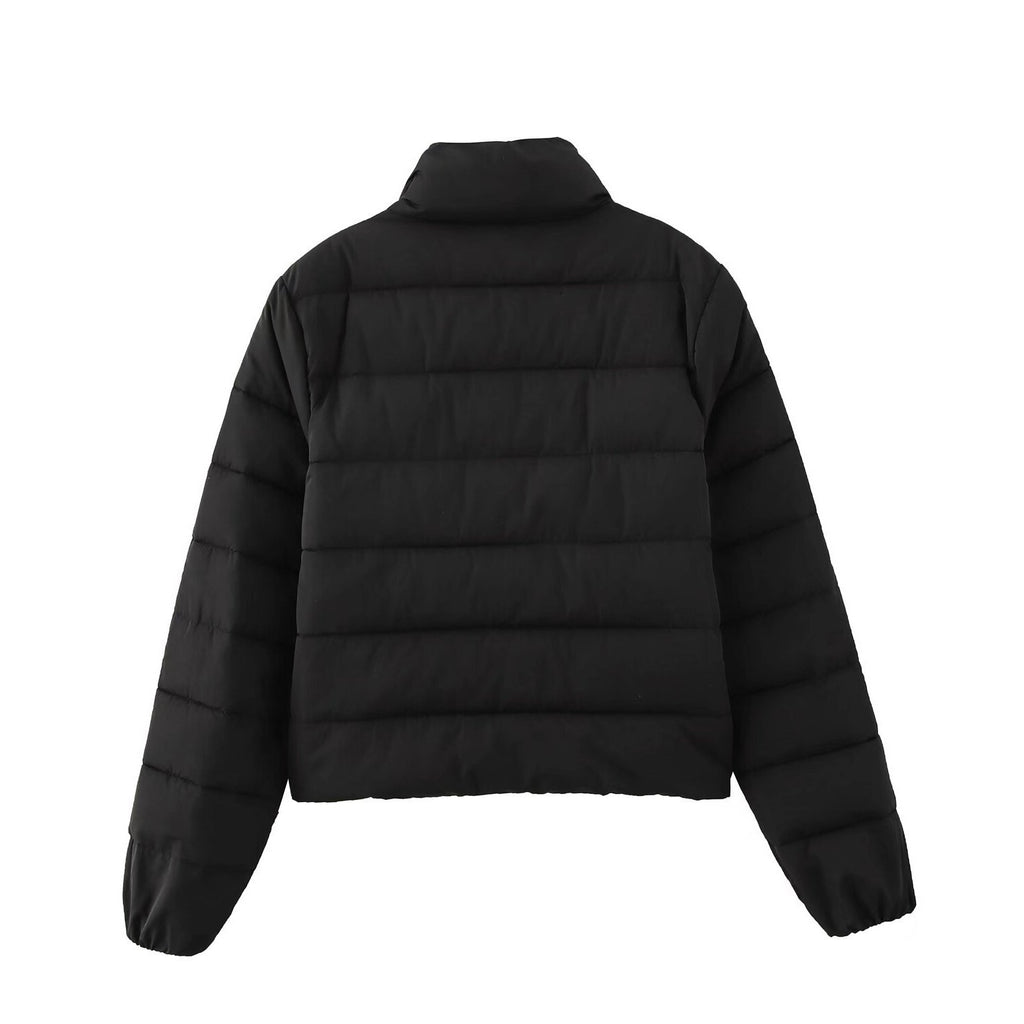 Ladies short quilted down look quilted jacket with stand-up collar and elastic cuffs Fashion Glam