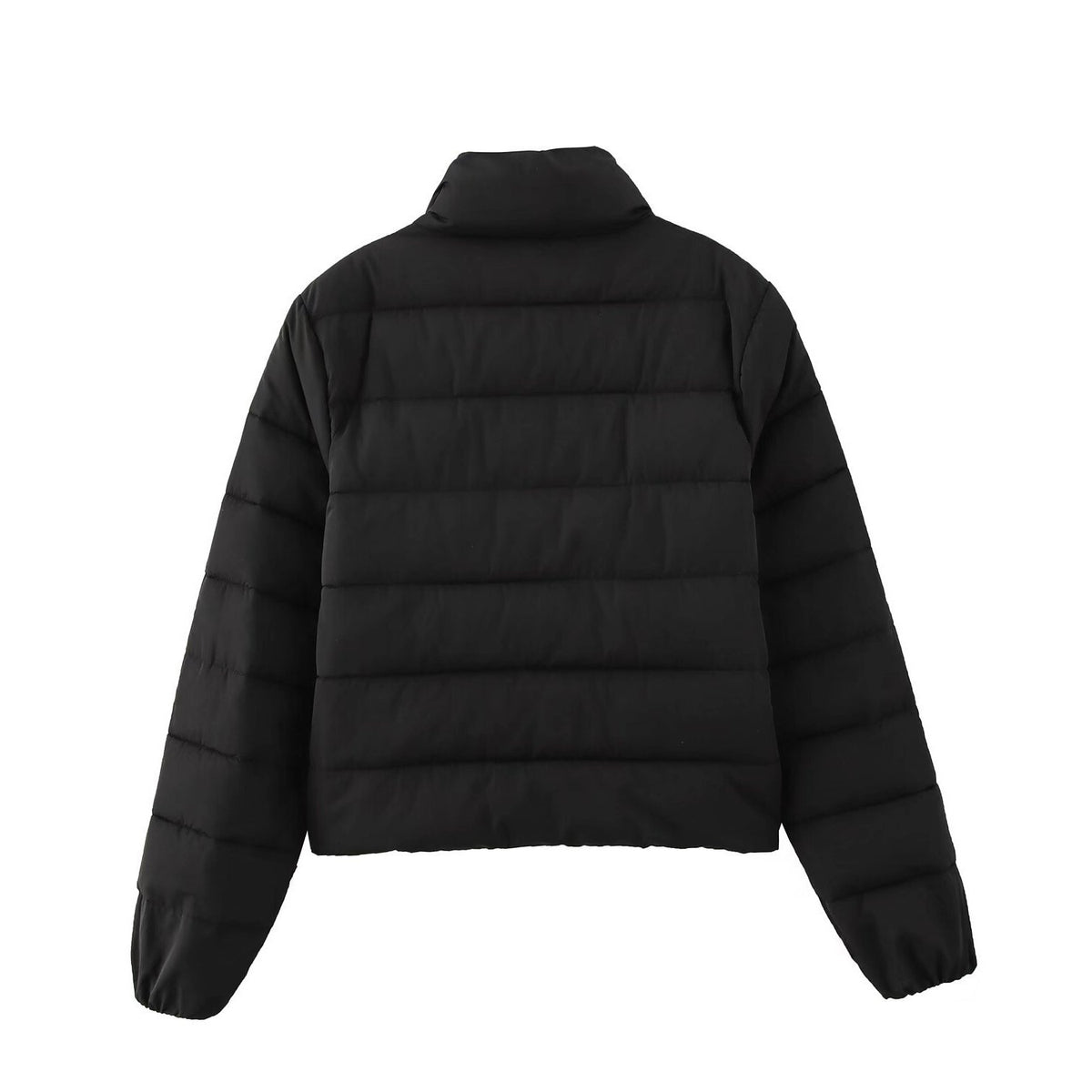 Ladies short quilted down look quilted jacket with stand-up collar and elastic cuffs Fashion Glam