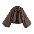 Women’s short jacket with oversized balloon sleeves and zipper Fashion Glam