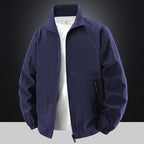 Men's Lightweight Cotton Blend Transitional Jacket with Stand-Up Collar and Concealed Zipper Fashion Glam