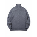 Unisex Boxy Zip Cardigan with Stand-up Collar, Cable Knit Sleeves and Ribbed Hems Fashion Glam