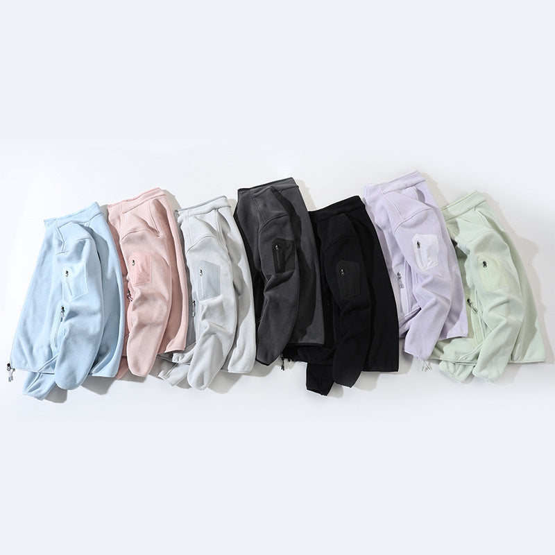 Men's fleece jacket with stand-up collar and softshell inserts Fashion Glam