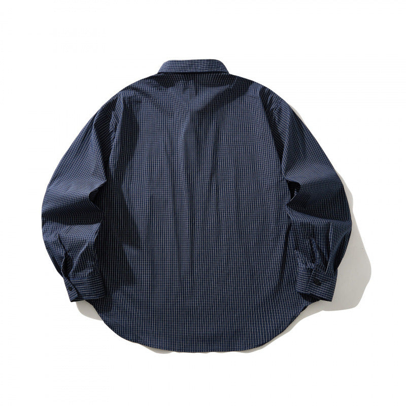 Unisex Lightweight Checked Overshirt with Shirt Collar, Side Pockets, and Curved Hem Fashion Glam