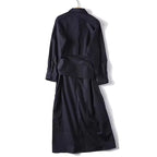 Women Oversized Button-Down Dress with Side Knot Belt and Midi Length Fashion Glam