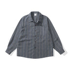 Unisex Oversized Shirt Jacket with Pinstripes, Chest Pocket and Boxy Cut Fashion Glam