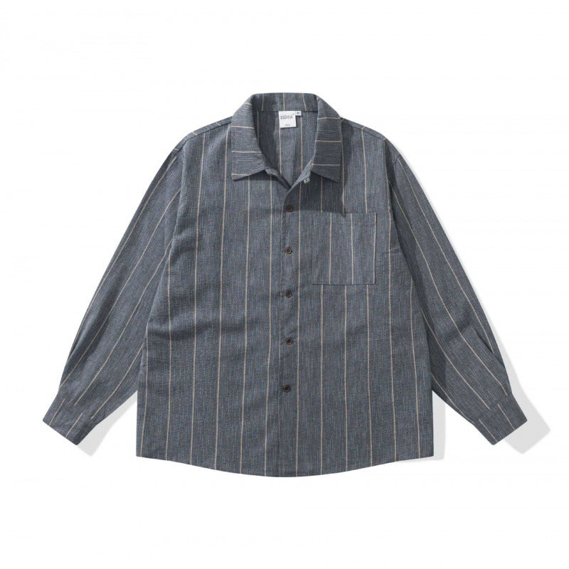 Unisex Oversized Shirt Jacket with Pinstripes, Chest Pocket and Boxy Cut Fashion Glam