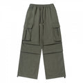 Men's Wide Cargo Pants with Elastic Waistband, Drawstring and Overlapping Panels Fashion Glam
