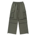 Men's Wide Cargo Pants with Elastic Waistband, Drawstring and Overlapping Panels Fashion Glam