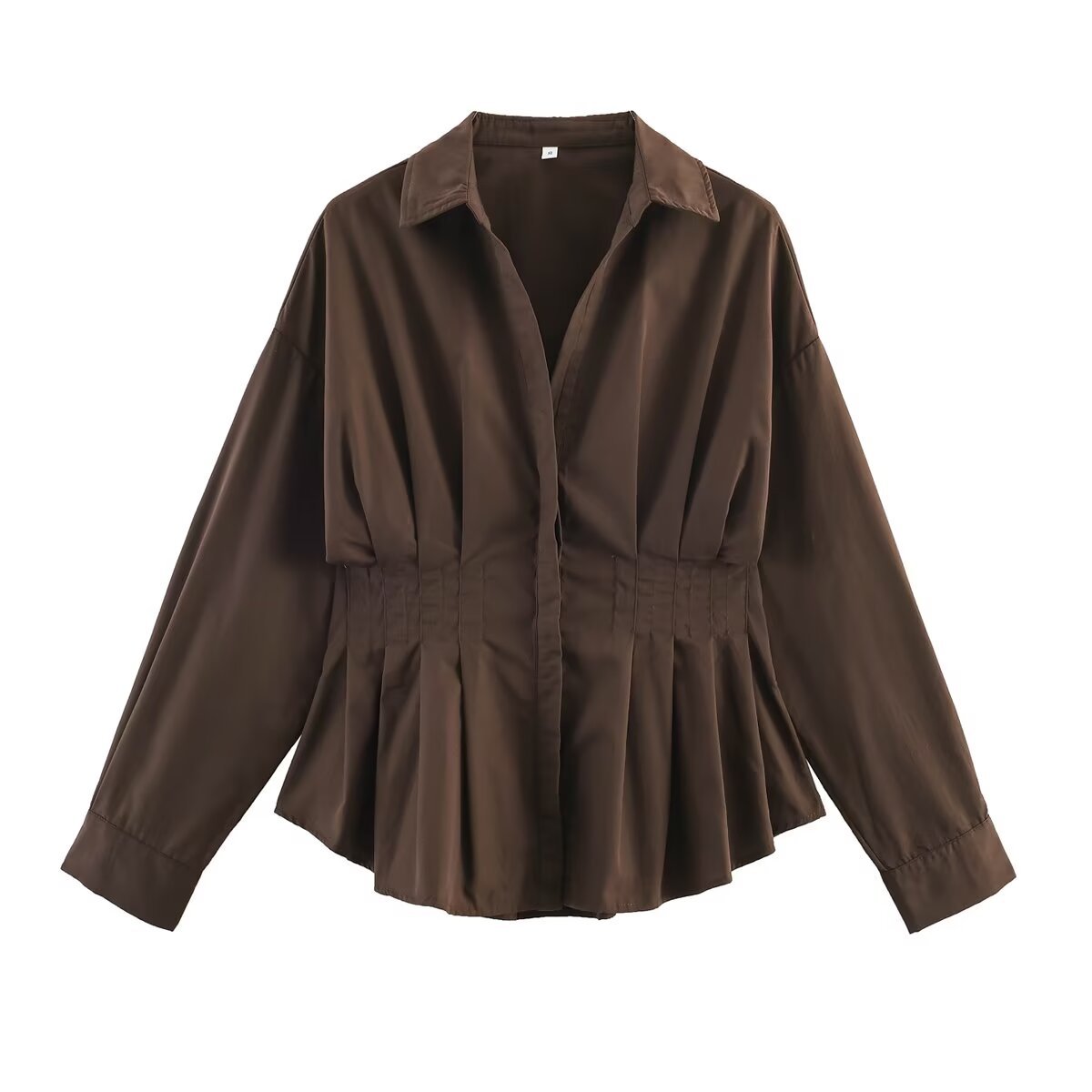 Women's tailored blouse shirt jacket with box pleats and concealed button placket Fashion Glam