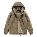 Men's Hooded Canvas Parka with Teddy Fleece Lining and Wind Protection Placket Fashion Glam