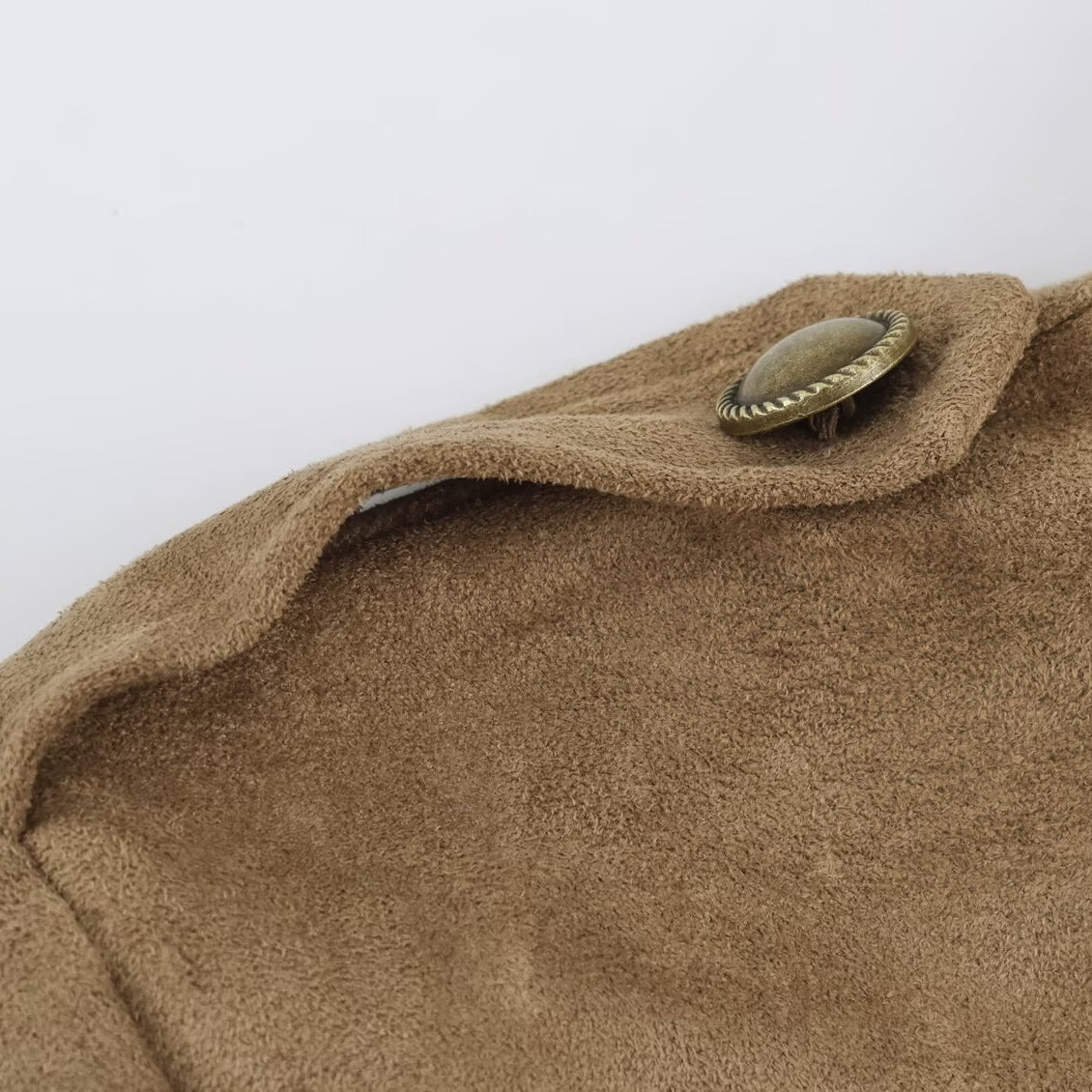 Women's short-cut cavalry jacket made of suede look with decorative button placket and epaulettes Fashion Glam