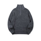 Unisex Thick Knitted Halfzip Sweater with Stand-Up Collar and Distinctive Ribbed Structure Fashion Glam