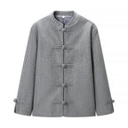 Women's Oversize Wool Blend Jacket with Mandarin Collar and Toggle Closures Fashion Glam