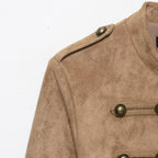 Women's short jacket in military style with stand-up collar and decorative button detail Fashion Glam