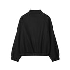 Women Oversized Wool Blend Bomber Jacket with Raglan Sleeves and Drawstring Hem Fashion Glam