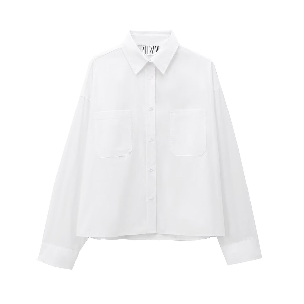 Women's Boxy Cropped Shirt Jacket with Patch Chest Pockets Fashion Glam