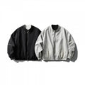 Unisex Light Oversized Bomber Jacket Made of Textured Fabric with Stand-Up Collar and Elastic Hem Fashion Glam