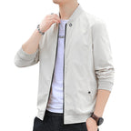 Men's Minimalist Nylon Bomber with Concealed Two-Way Zipper and Ribbed Collar Fashion Glam