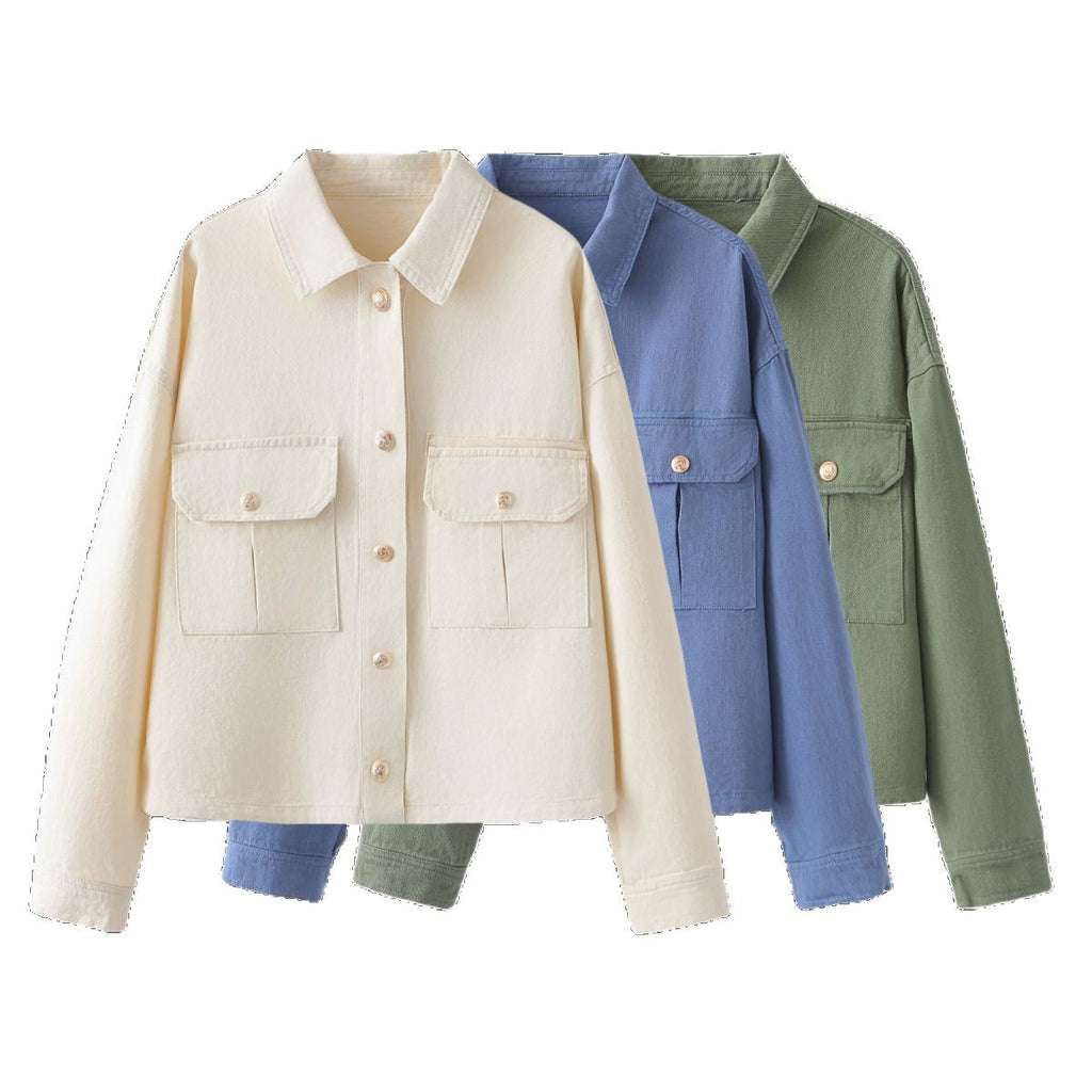 Women's Oversize Utility Jacket made of twill with appliquéd chest pockets Fashion Glam