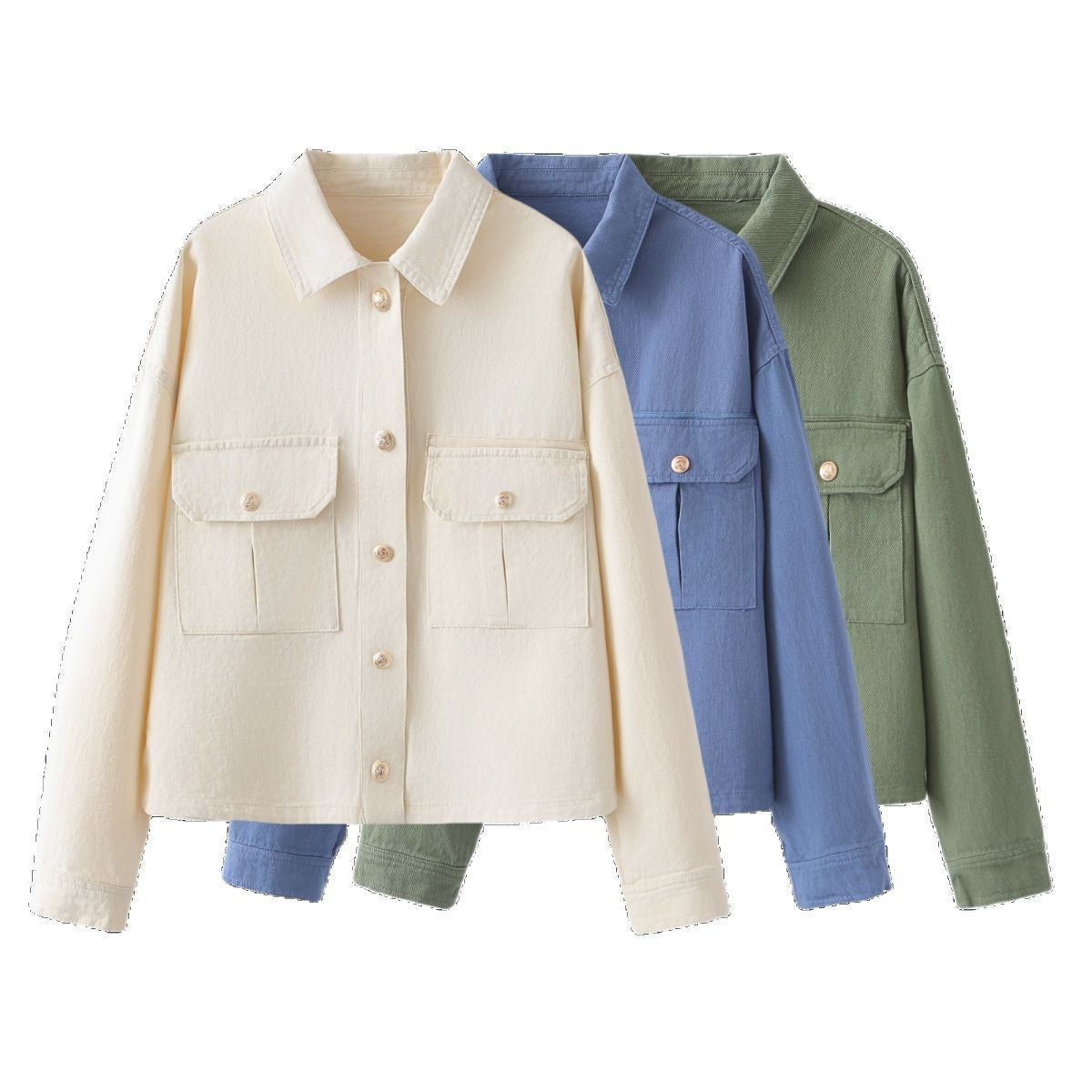Women's Oversize Utility Jacket made of twill with appliquéd chest pockets Fashion Glam