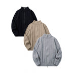 Unisex Zip Sweater with Stand-Up Collar and Vertical Structure Fashion Glam