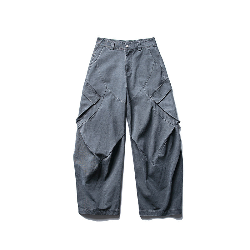 Men's wide cargo pants with asymmetrical flap pockets and cropped leg Fashion Glam