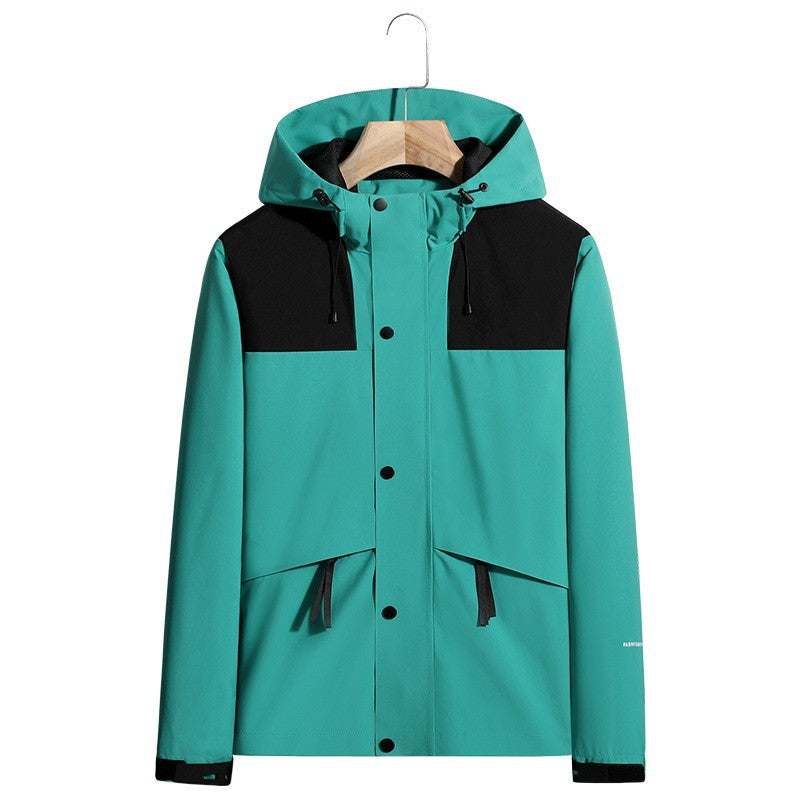 Men's Lightweight Water-Repellent Hooded Softshell Jacket with Concealed Press Stud Placket and Drawstring Fashion Glam