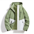 Men's Water-Repellent Softshell Fleece Layer Jacket with Hood and Windproof Front Flap Fashion Glam