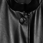 Women Cropped Safari Jacket made of vegan leather with tying belt and epaulettes Fashion Glam