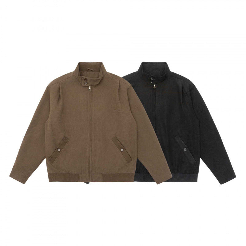 Men's Lightweight Blouson Jacket in Bomber Style with Stand-Up Collar and Concealed Zipper Fashion Glam
