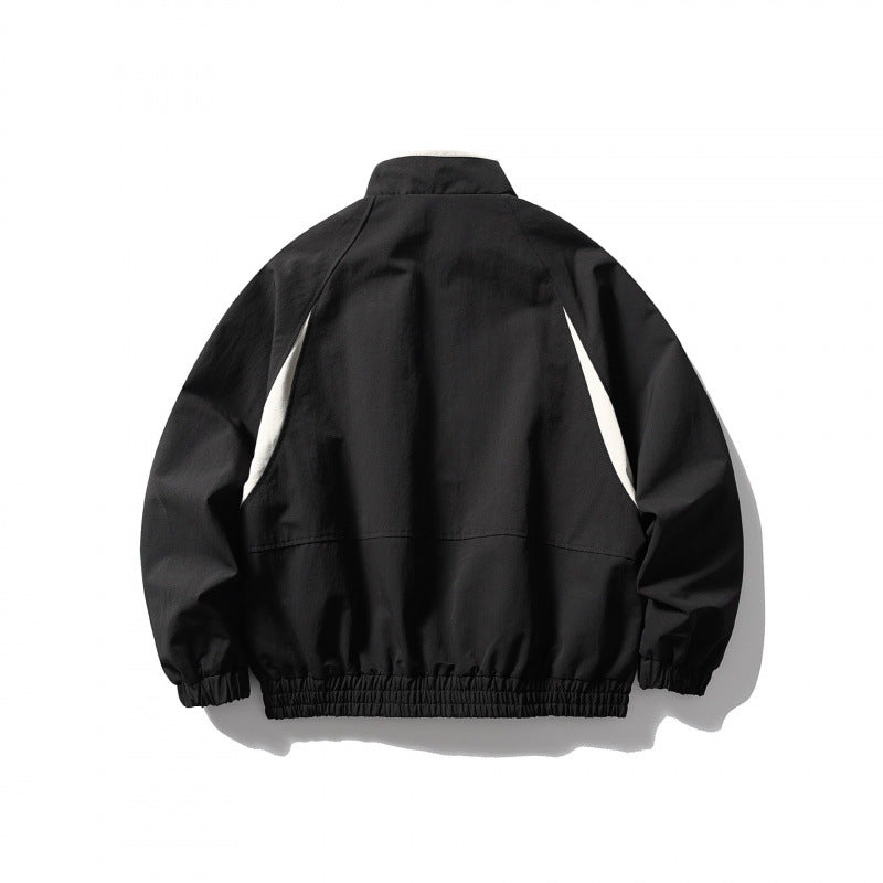 Unisex Boxy-Light Blouson Jacket in Tech Cotton Look with Raglan Sleeves, Zipper and Elastic Hem Fashion Glam