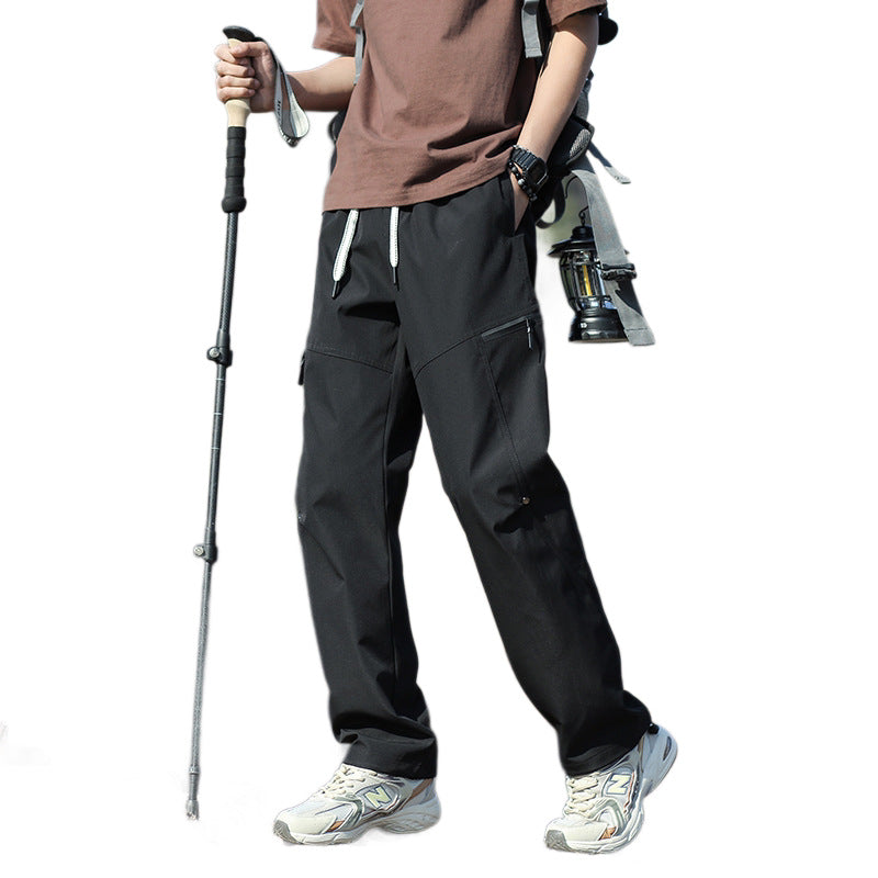 Men's Technical Trekking Pants with Zipper Pockets and Drawstring Waist Fashion Glam