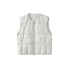 Unisex Quilted lightweight quilted vest with round neckline and two-way zipper Fashion Glam