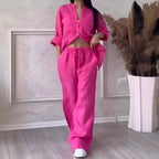 Women's Wide Linen Blend Pants with High Elastic Waistband, Drawstring and Palazzo Silhouette Fashion Glam