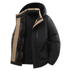 Men's Thermally Insulated Quilted Jacket with Faux Fur Lining and Hood Fashion Glam