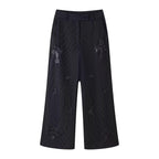 Women's High-Waisted Wide Marlene Trousers with Pinstripes and Sequin Embroidery Fashion Glam