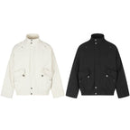 Unisex short jacket in boxy cut with stand-up collar, patch pockets, and elastic hem Fashion Glam