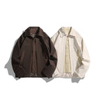Men's Casual Worker Jacket in Boxy Cut with Concealed Snap Button Placket and Slanted Pockets Fashion Glam