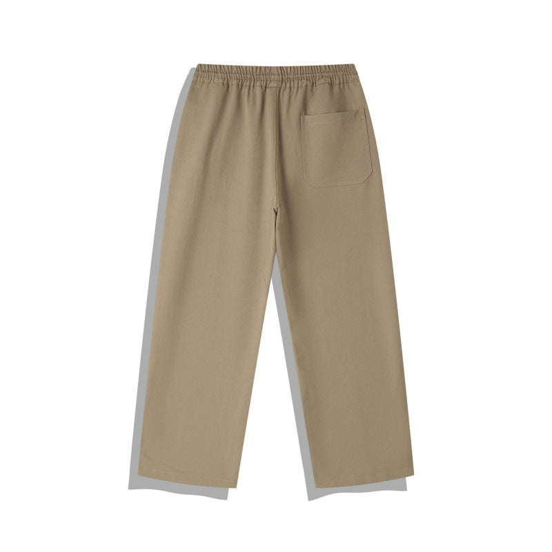 Unisex Wide Relaxed Pants with Elastic Waistband, Drawstring and Decorative Stitching Fashion Glam