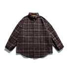 Unisex Boucle Check Shirt Jacket with Quilted Lining, Rounded Hem and Shirt Collar Fashion Glam