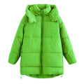 Women's Longer Quilted Down-Effect Coat with High Collar, Hood and Drawstring Fashion Glam